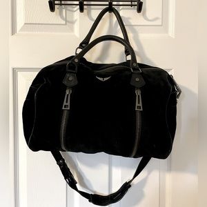 Authentic zadig and voltaire suede bag in black.
